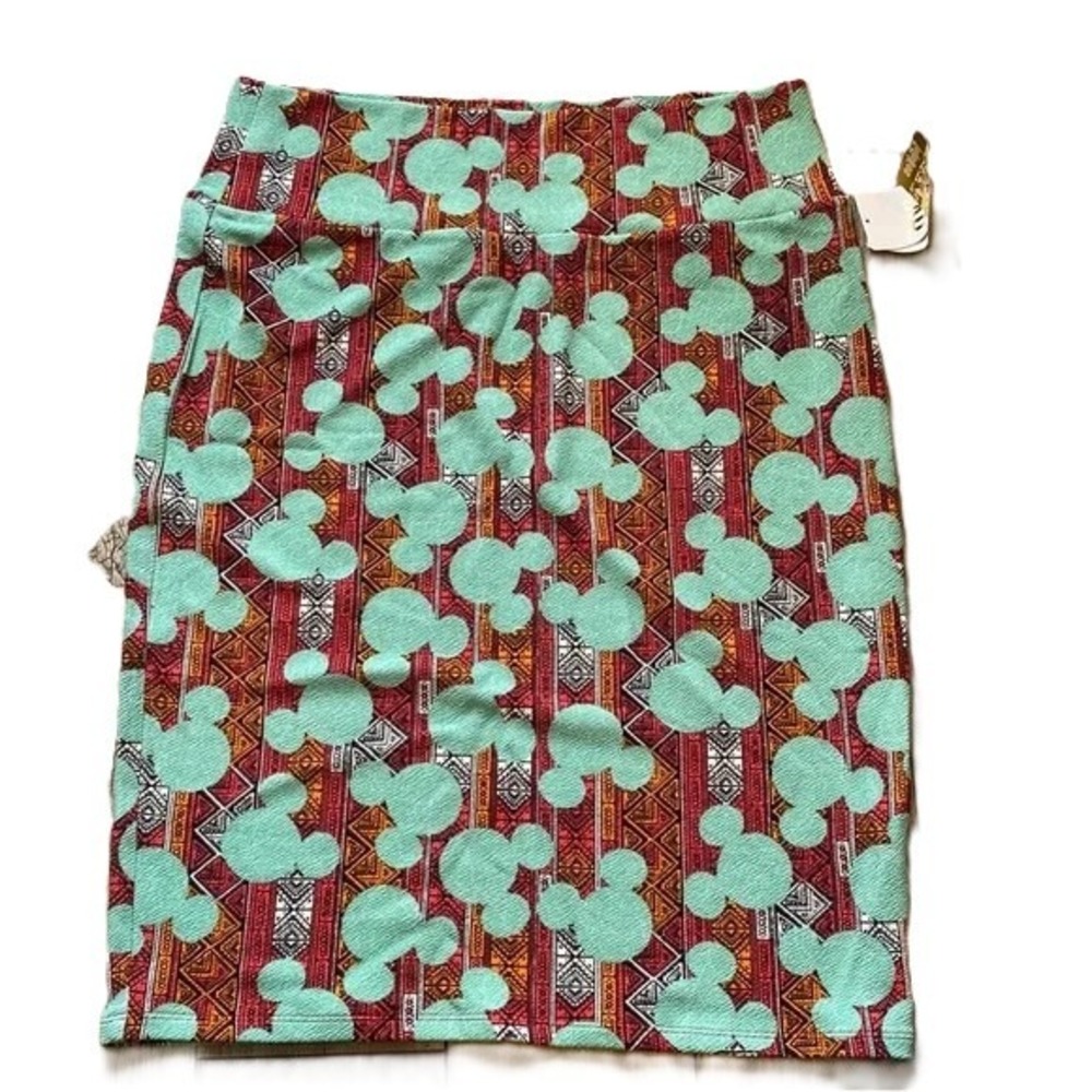 LuLaRoe Cassie Bodycon 2XL Disney Mickey Mouse Pencil Skirt Aztec Multicolored